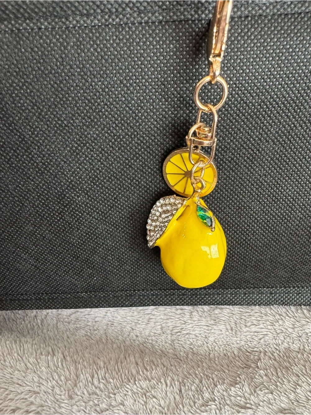 Lemon Charm Keychain Accessory - Yellow & Gold